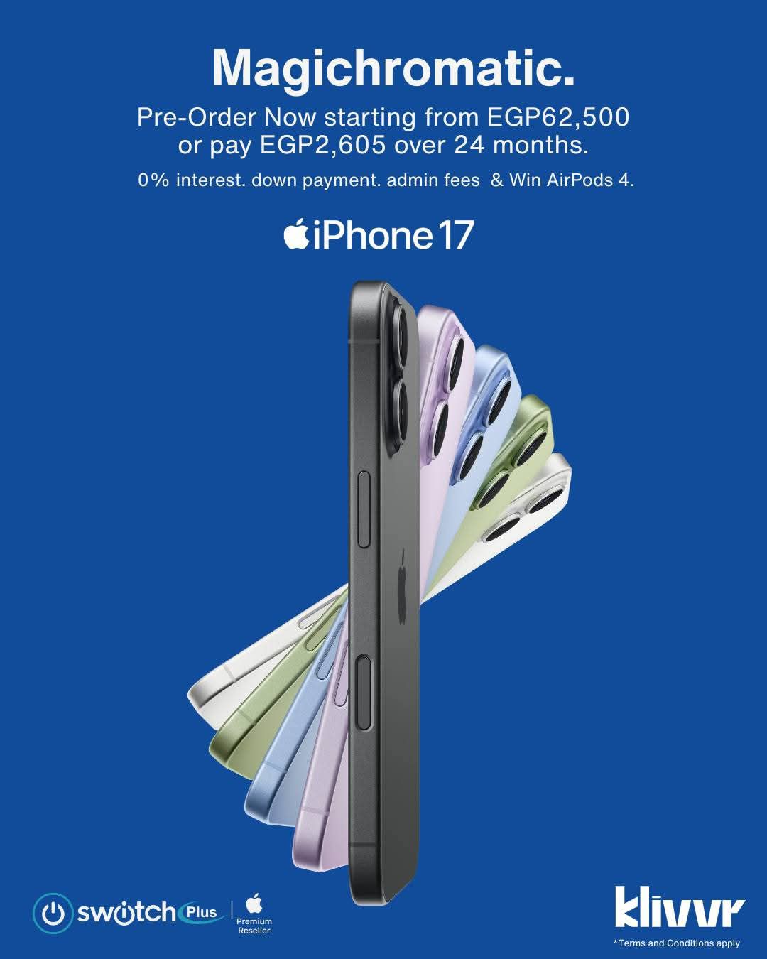 سويتش بلس وكليڤر يطلقان عرض مميز لتقسيط هواتف iPhone 17 على 24 شهرا بدون رسوم