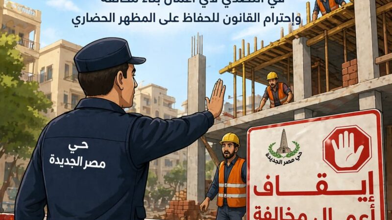 رئيس حى مصر الجديدة يتابع ايقاف اعمال مخالفة بميدان الاسماعيلية