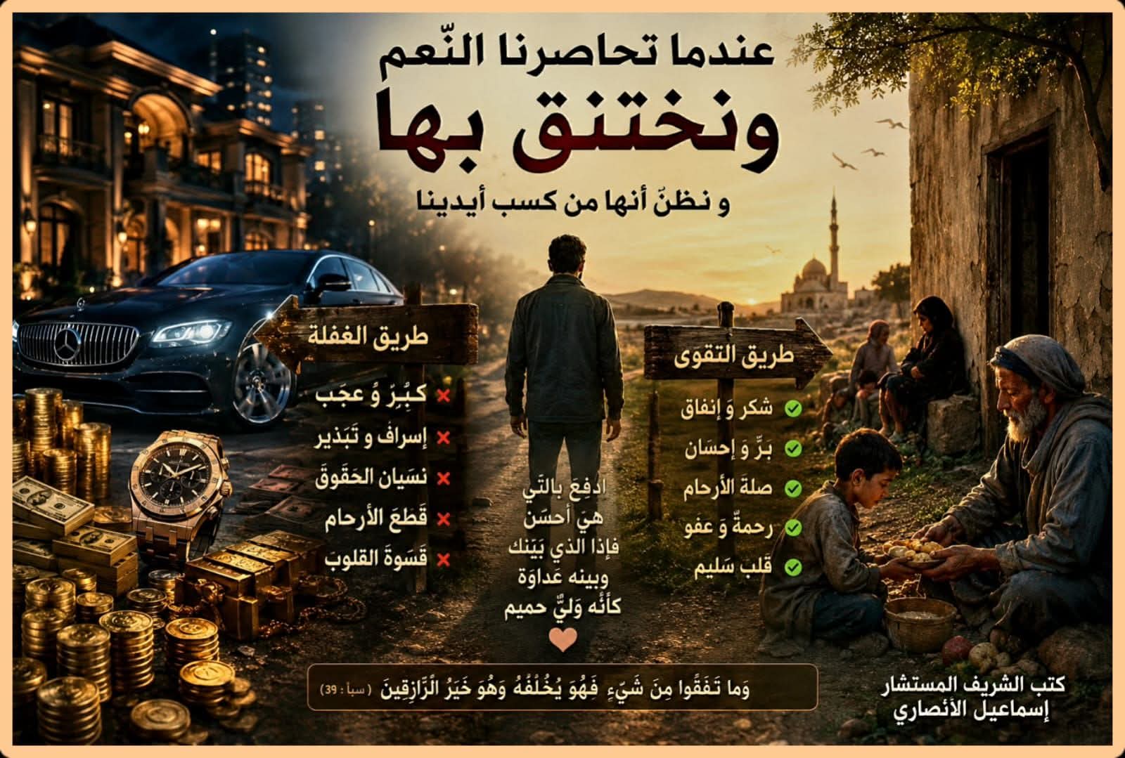المستشار إسماعيل الأنصاري.. يكتب / عندما تتحول النِّعم إلى قيود تخنق أصحابها …. ويحاصر الإنسان نفسه بما ظنَّه ملكًا له