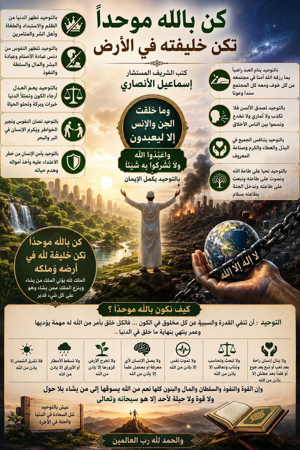 المستشار إسماعيل الأنصاري.. يكتب / كن بالله موحدا … تكن خليفته فى الارض … الجزء الأول  ” لرحلة التوحيد … منهج بناء الإنسان والحضارة “